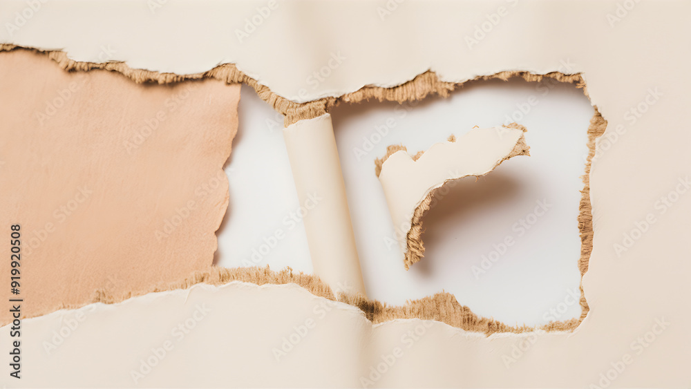 Ripped Paper Revelation: A curled message peeks through a torn ...