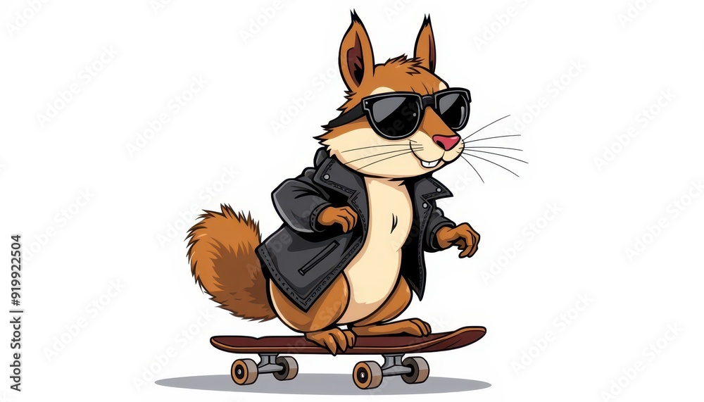 Obraz premium Cool Squirrel Skateboarding.
