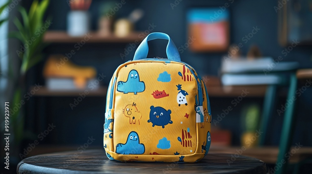 kid's school backpack with a cartoon pattern kid's school backpack with a cartoon pattern