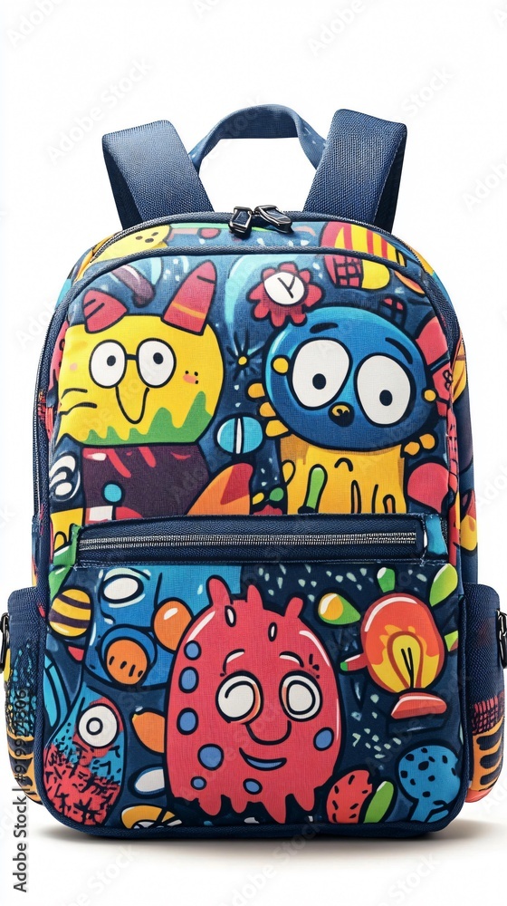 children's school backpack with a cartoon pattern children's school backpack with a cartoon pattern