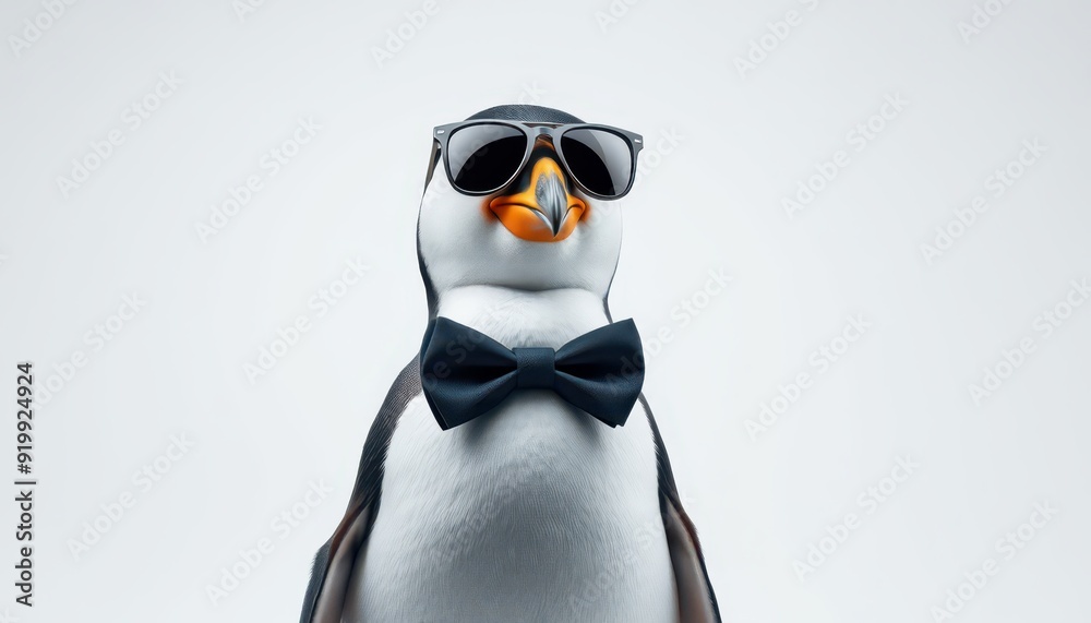 Fototapeta premium Cool Penguin in Sunglasses and Bow Tie.