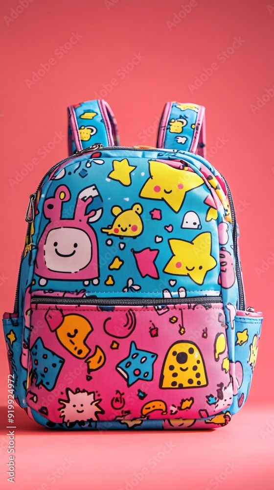 children's school backpack with a cartoon pattern children's school backpack with a cartoon pattern