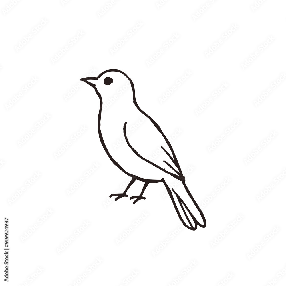 Obraz premium Minimalist line drawing of a bird in profile view