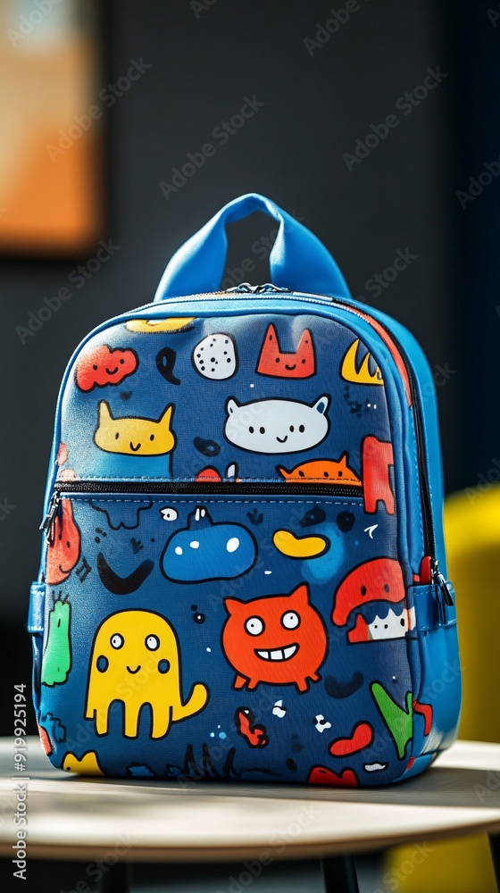 children's school backpack with a cartoon pattern children's school backpack with a cartoon pattern
