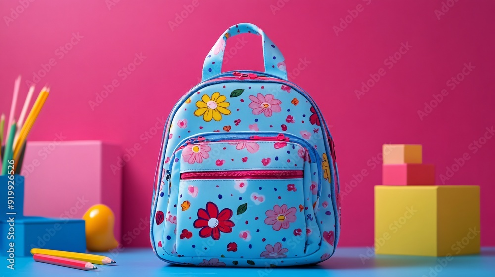 children's school backpack with a cartoon pattern children's school backpack with a cartoon pattern