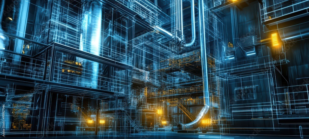Steel infrastructure in an industrial setting Steel infrastructure in an industrial setting