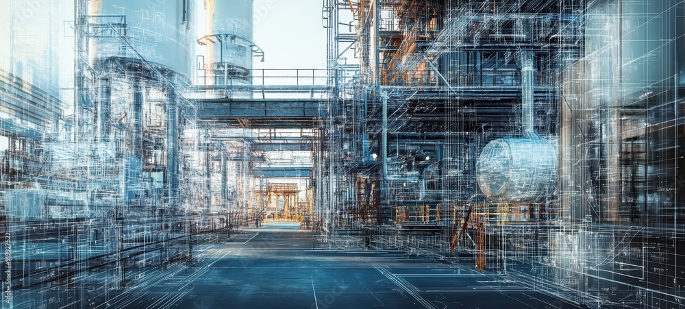 Steel infrastructure in an industrial setting Steel infrastructure in an industrial setting