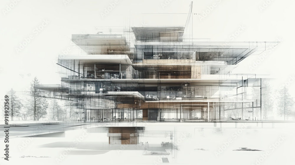 A double exposure capturing the evolution of a building A double exposure capturing the evolution of a building