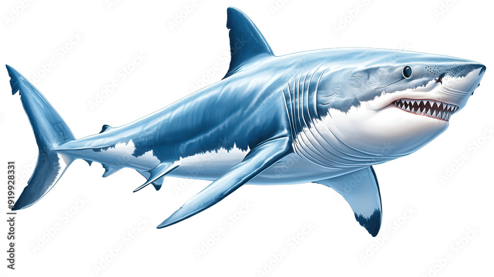 Obraz premium shark swimming in ocean, isolated transparent cutout background png