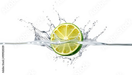 Lime Splashing into Water.