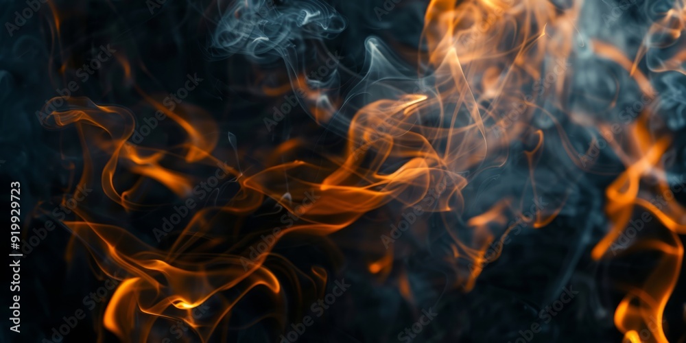 This stunning abstract image brilliantly showcases dynamic flames and swirling smoke for various creative projects This stunning abstract image brilliantly showcases dynamic flames and swirling smoke for various creative projects