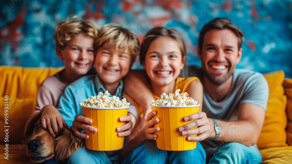 Obraz premium family watching tv
