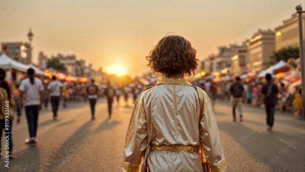 Children walking, their backs turned. Children from different cultures.
