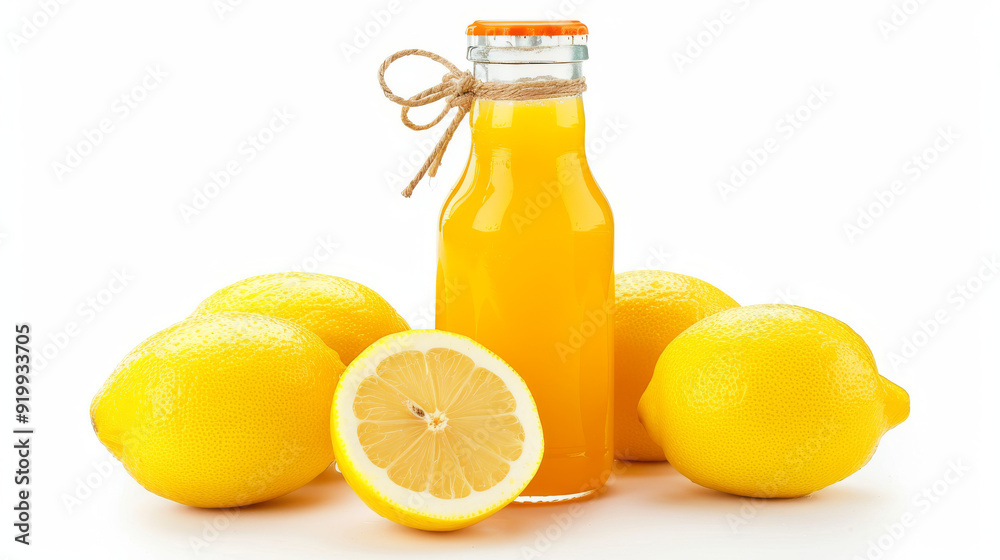 Bottle of Lemon Juice isolated on white Background - Captured With Sony 24-70mm Enhanced With Ai Bottle of Lemon Juice isolated on white Background - Captured With Sony 24-70mm Enhanced With Ai