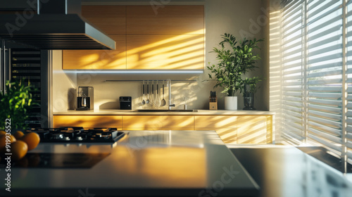 Wallpaper Mural Modern kitchen with appliances, lit by natural sunlight Torontodigital.ca