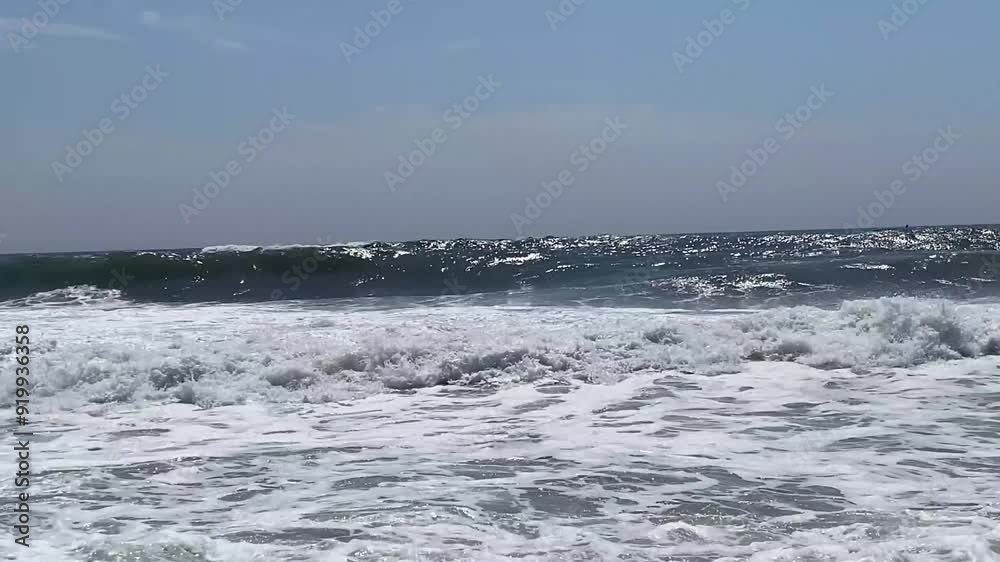 Big waves in a rough Atlantic Ocean from hurricane Debbie off the coast of Fire Island Long Island New York. Big waves in a rough Atlantic Ocean from hurricane Debbie off the coast of Fire Island Long Island New York.