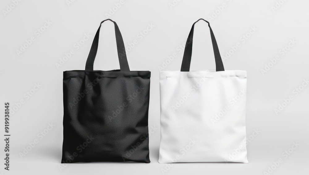 Black and White Tote Bags Mockup Black and White Tote Bags Mockup
