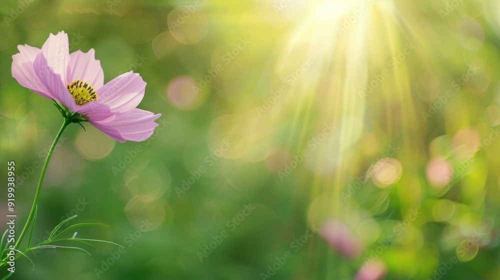 Single Pink Flower in Soft Sunlight