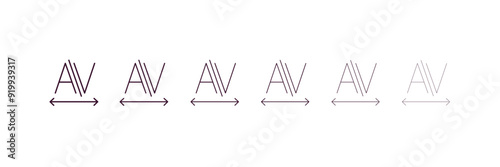 kerning outline icon. Linear vector from technology concept. 6 different line style kerning icon included thin, light, regular, medium, bold, black