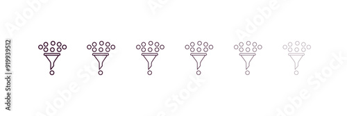 sales funnel outline icon. Linear vector from technology concept. 6 different line style sales funnel icon included thin, light, regular, medium, bold, black