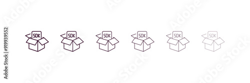sdk outline icon. Linear vector from technology concept. 6 different line style sdk icon included thin, light, regular, medium, bold, black