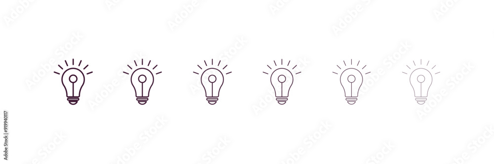 light bulb idea outline icon. Linear vector from technology concept. 6 different line style light bulb idea icon included thin, light, regular, medium, bold, black light bulb idea outline icon. Linear vector from technology concept. 6 different line style light bulb idea icon included thin, light, regular, medium, bold, black