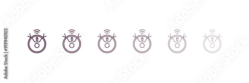 robot vacuum outline icon. Linear vector from technology concept. 6 different line style robot vacuum icon included thin, light, regular, medium, bold, black