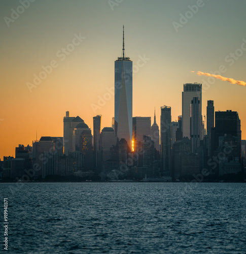 Photography city skyline at sunrise Manhattan New York
