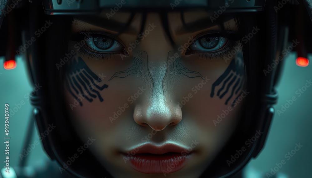 Cyberpunk Woman Close Up Portrait Cyberpunk Woman Close Up Portrait