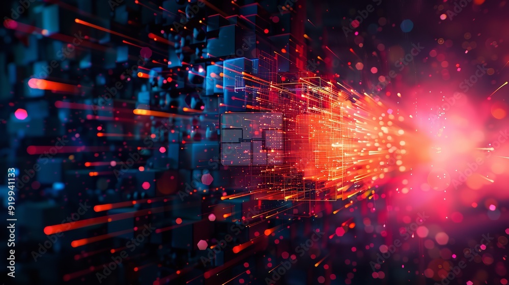 Obraz premium Digital Art of an Abstract Glitch Fusion with 8K Realistic Lighting