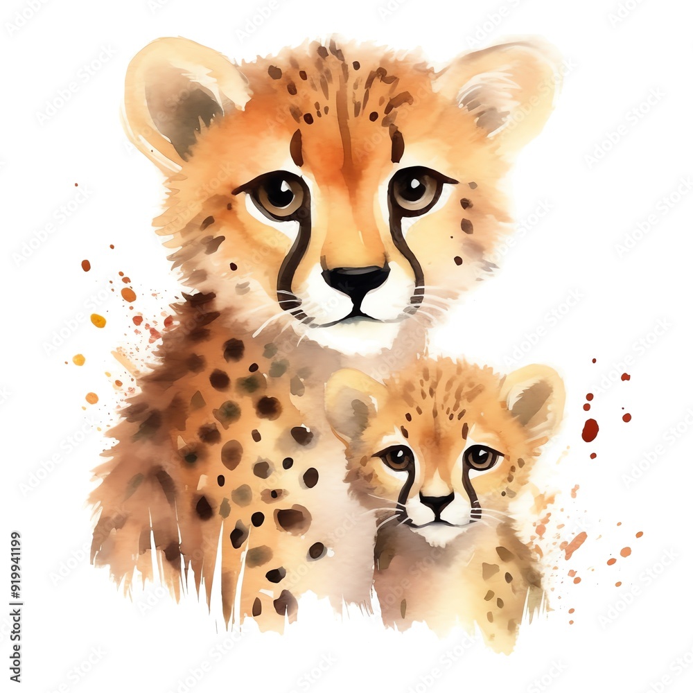 Safari Cheetah watercolor illustration, safari animals clipart Safari Cheetah watercolor illustration, safari animals clipart