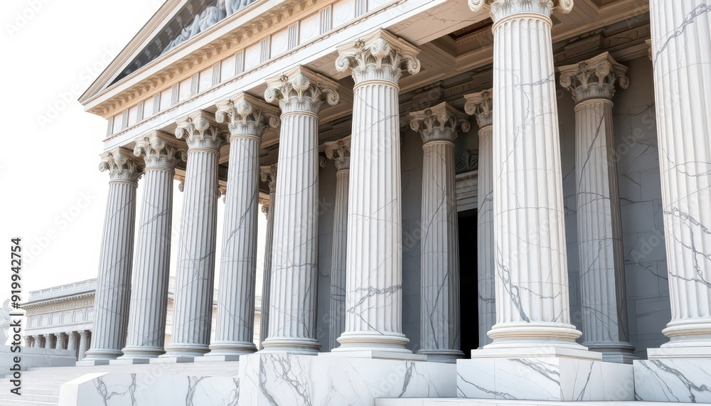 White Marble Columns Of A Classic Building. White Marble Columns Of A Classic Building.