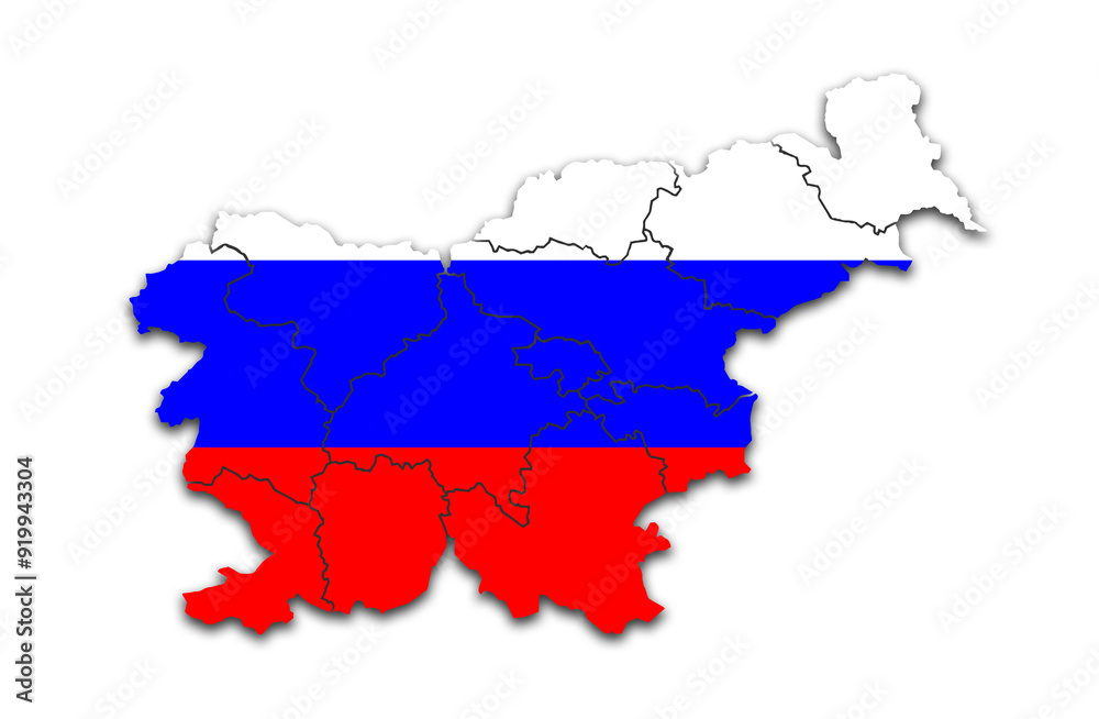 Obraz premium SLOVENIA MAP WITH ITS PROVINCES AND POLITICAL ADMINISTRATIVE DIVISIONS WITH FLAG