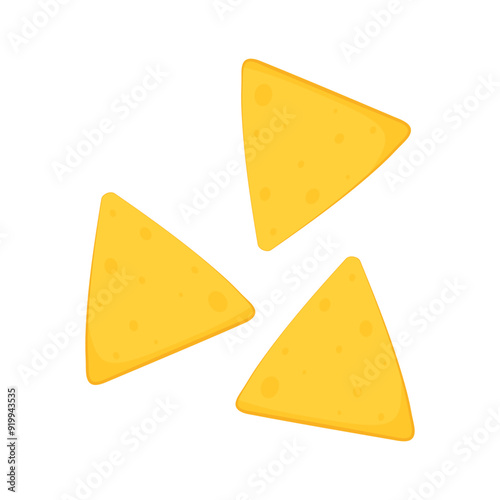 Nachos chip vector. Tortilla chips or nachos tortillas flat vector color icon.