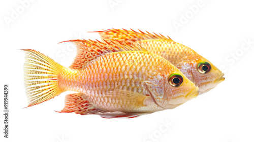 yellow fish and tail with separated from white and transparent background