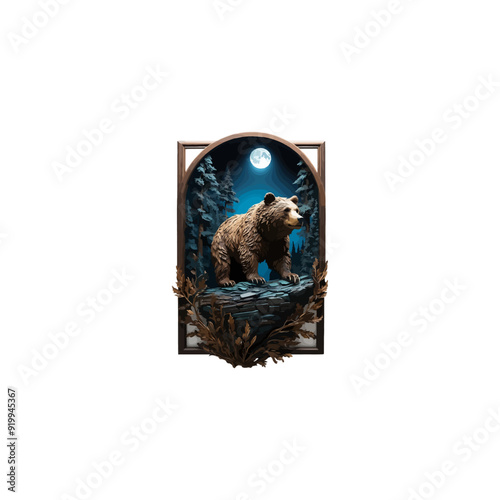 forest. Hand drawn vector illustration isolated on white background. Perfect for card, tee-shirt, sticker, poster or nursery print design.