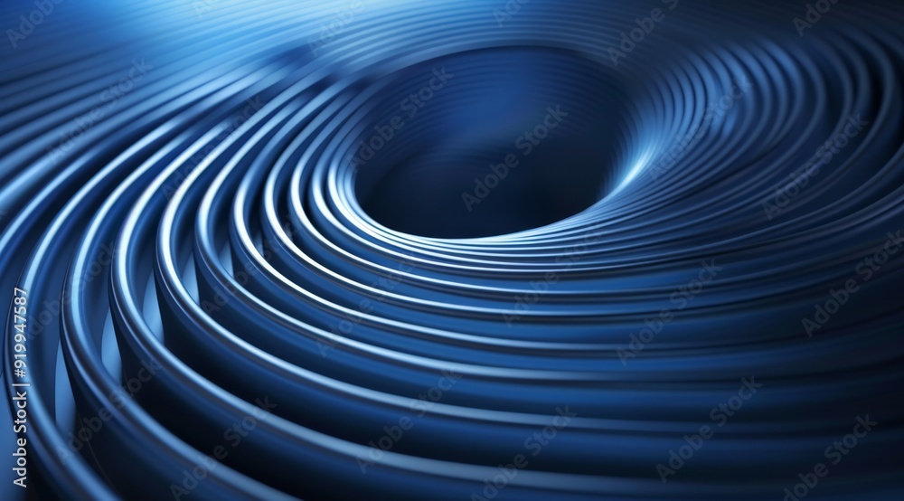 Obraz premium An artistic representation showcasing flowing blue waves intricately forming a circular void right in the center