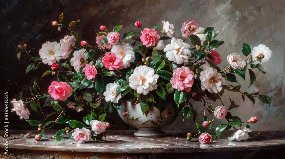 Camellias in a vase Camellias in a vase