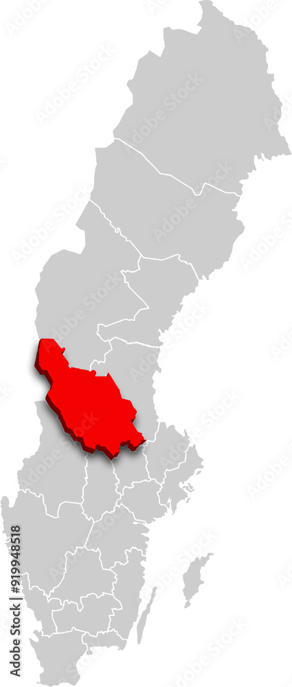 Obraz premium dalarna map PROVINCE of SWEDEN 3d isometric map