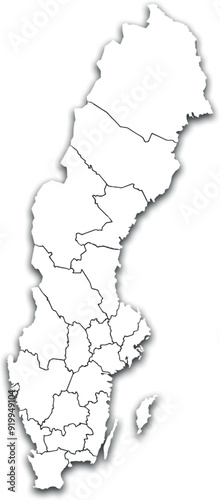 SWEDEN MAP WITH ITS PROVINCES AND POLITICAL ADMINISTRATIVE DIVISIONS