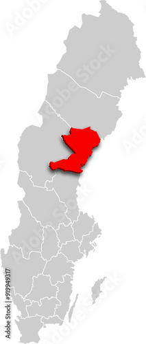 Västernorrland map PROVINCE of SWEDEN 3d isometric map
