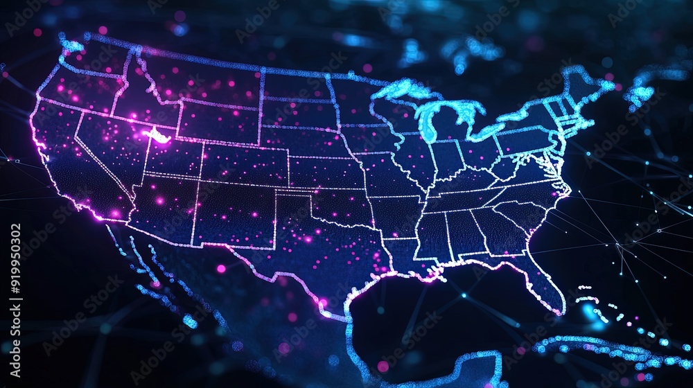 Innovative Abstract Digital Map of the United States Innovative Abstract Digital Map of the United States