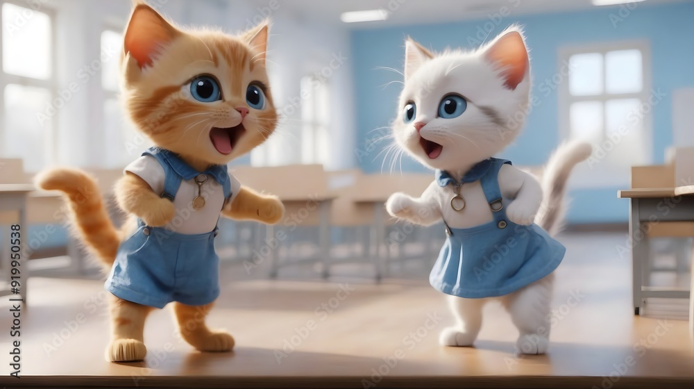 comical cats facing each other with exaggerated emotions comical cats facing each other with exaggerated emotions