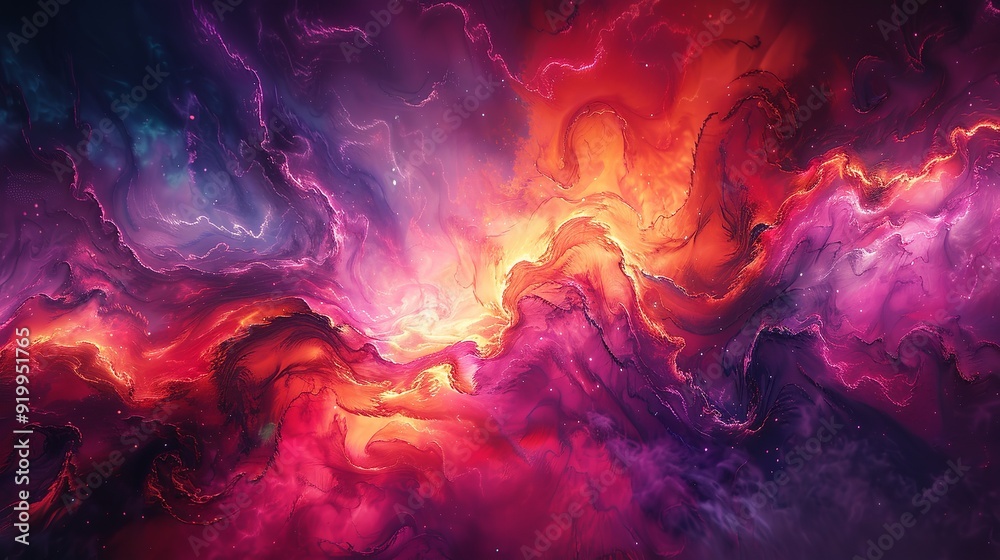 Fototapeta premium Digital Art of an Abstract Painting with Vibrant Colors and Fantasy Composition