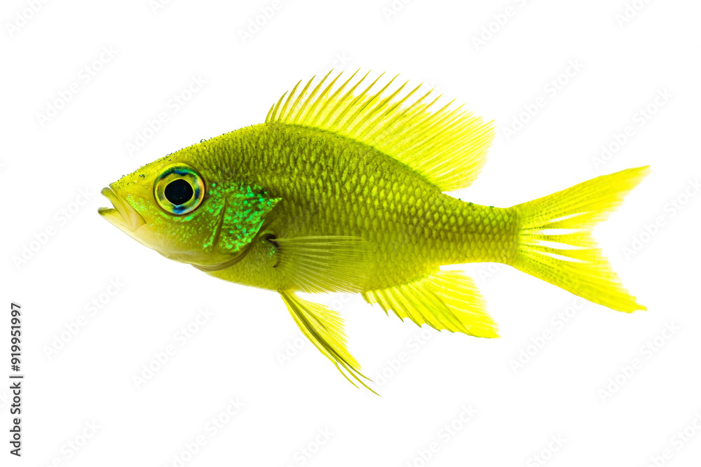 white eyes a fish yellow separated from white and transparent background white eyes a fish yellow separated from white and transparent background