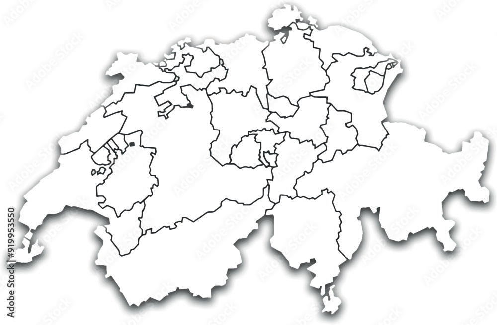 SWITZERLAND MAP WITH REGIONS AND ADMINISTRATIVE DIVISIONS SWITZERLAND MAP WITH REGIONS AND ADMINISTRATIVE DIVISIONS