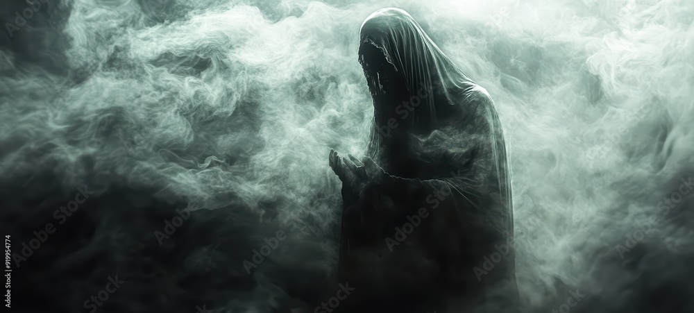 Obraz premium Grim Reaper appearing as a ghostly apparition