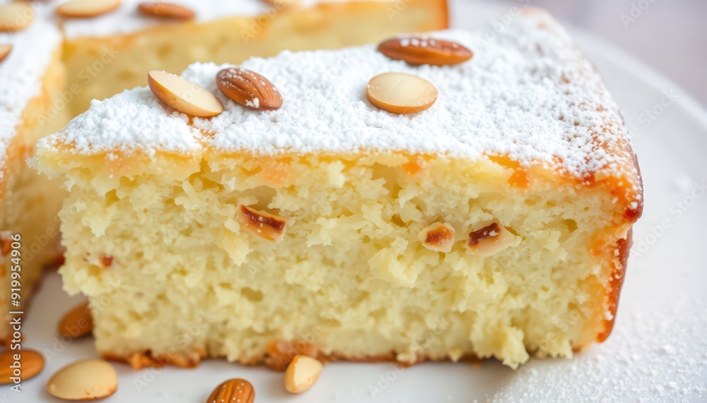 Almond cake with powdered sugar. Almond cake with powdered sugar.