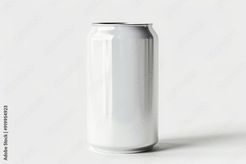 A single can of soda sitting on a clean white surface, perfect for food or product photography A single can of soda sitting on a clean white surface, perfect for food or product photography