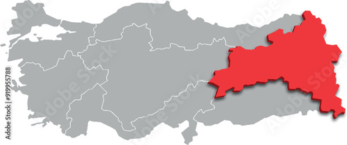 eastern anatolia region map ADMINISTRATIVE DIVISIONS of Türkiye 3d isometric map